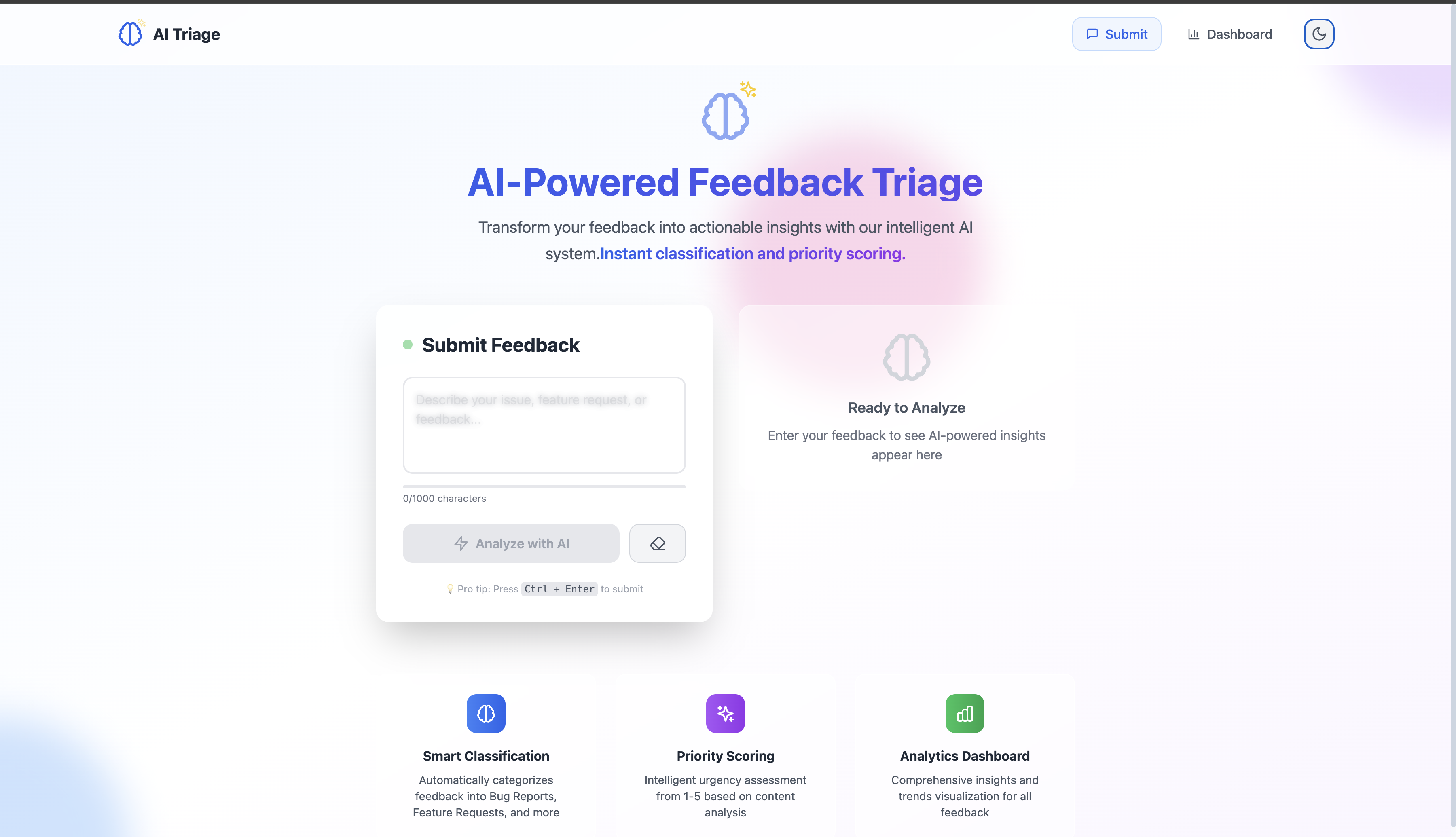 Walid Belbach AI Feedback Triage System Next.js FastAPI